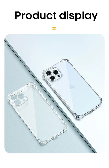 Shockproof Silicone Clear Phone Case For iPhone 13 11 12 14 17 Pro Max Mini Lens Protection Back Case For iPhone 15 16 PRO XS XR