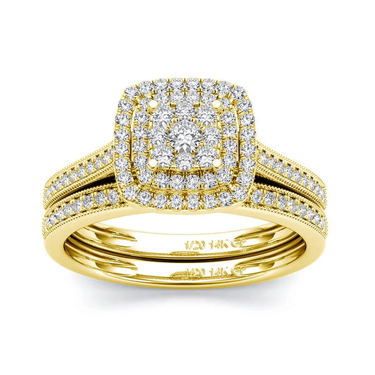 2pcs 14k Gold Filled Rings Set Moissanite Diamonds Certified Wedding Jewelry For Women Waterproof Bride Gift Non Tarnish