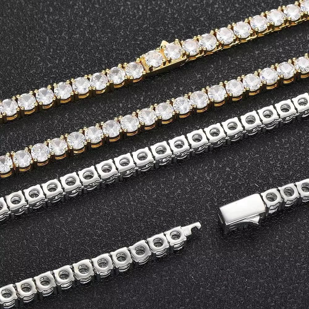 Hip Hop 2 2.5 3 4 5 6.5mm Unisex Moissanite Tennis Bracelet For Women Men 925 Sterling Silver Moissanite Bracelet Fine Jewelry