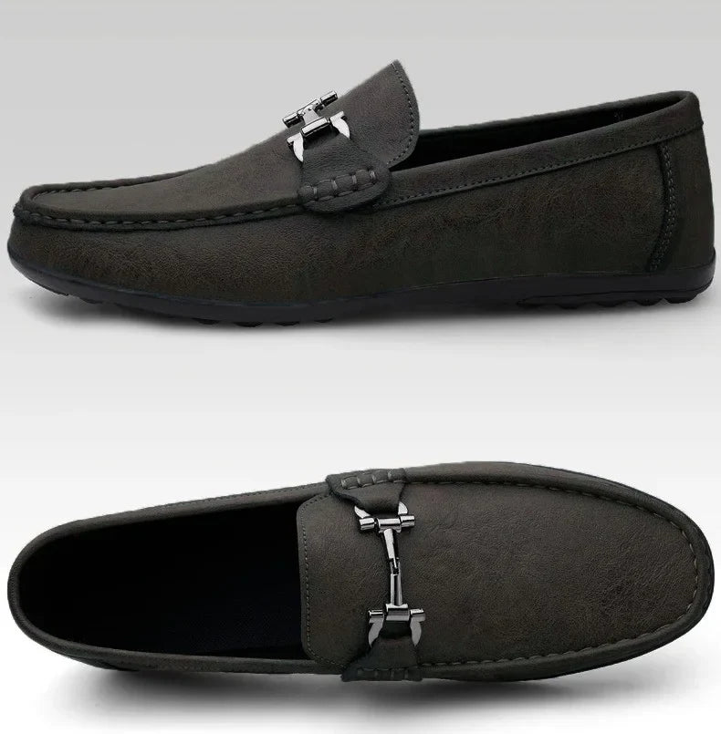 Men's shoes large size simple men's lazy casual shoes for men's black light driving loafers men's shoes leather shoes