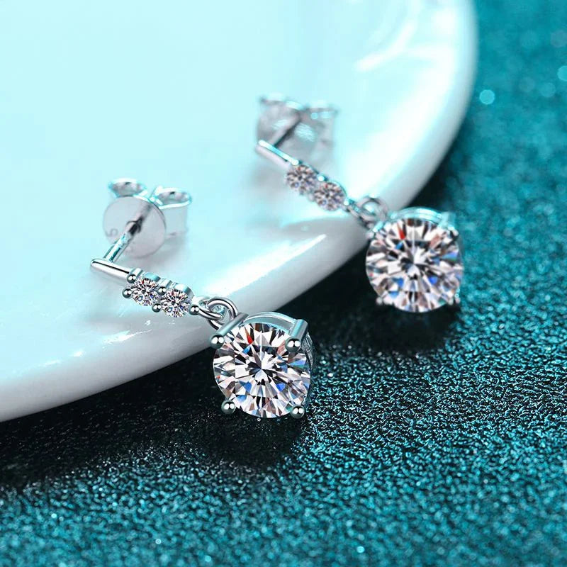 0.5ct 1ct Brilliant Cut Moissanite Drop Earrings for Women Classic Wedding S925 Sterling Silver Earring Luxury Jewelry