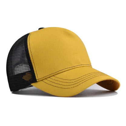 Custom Trucker Hat Logo Cotton Mesh Breathable Baseball Cap Women Men Summer Sunshade Mesh Cap 5 Panels Truck Hat Cap Wholesale