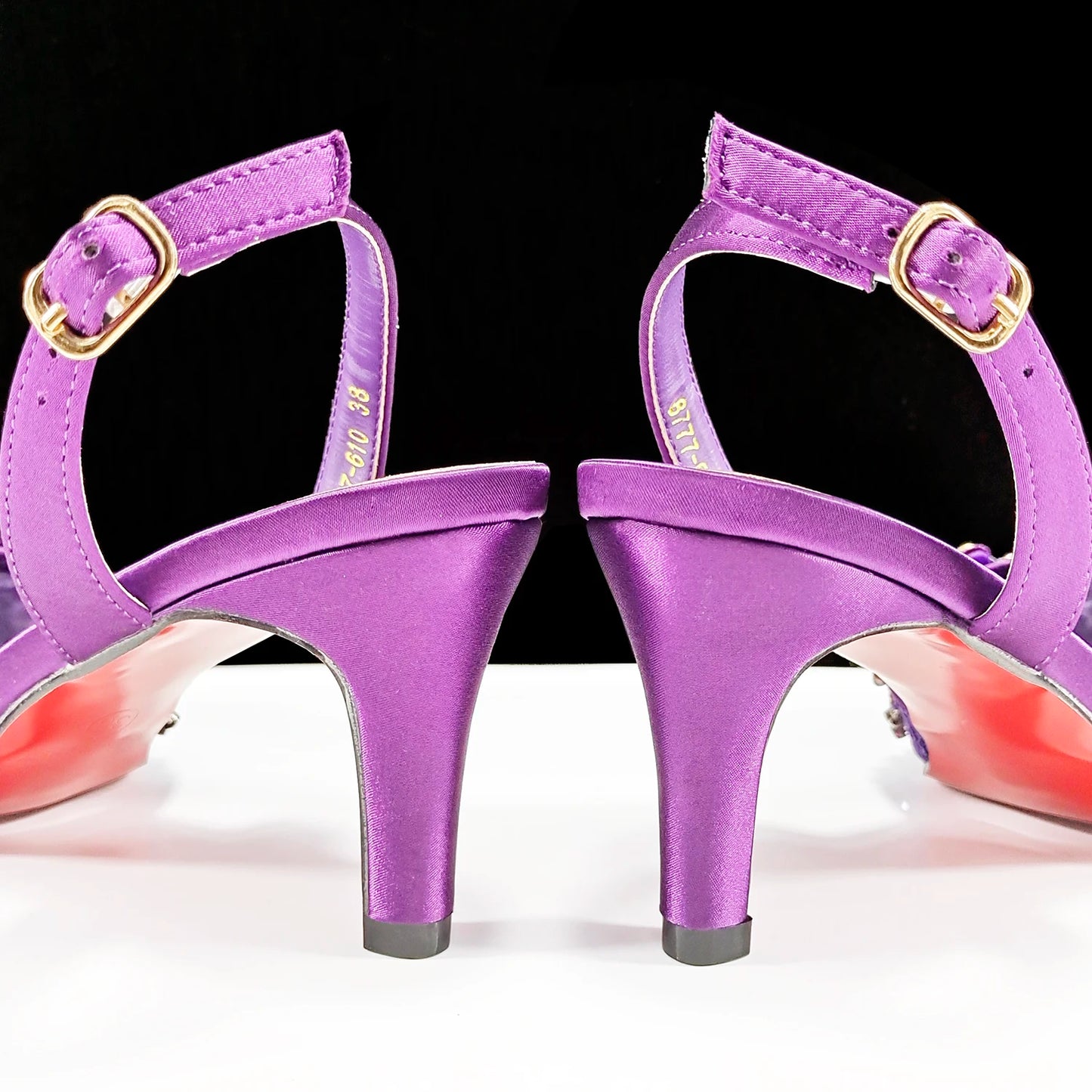 Purple Color Rhinestone Decoration Design Party Wedding Lady Pointed Toe High Heels and Bag Set