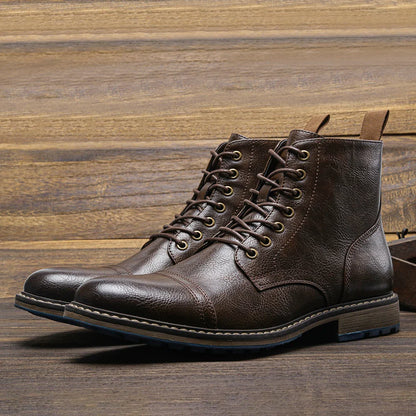 Size 8-13 Retro Men Boots 2025 Fashion Comfortable Spring Leather Boots
