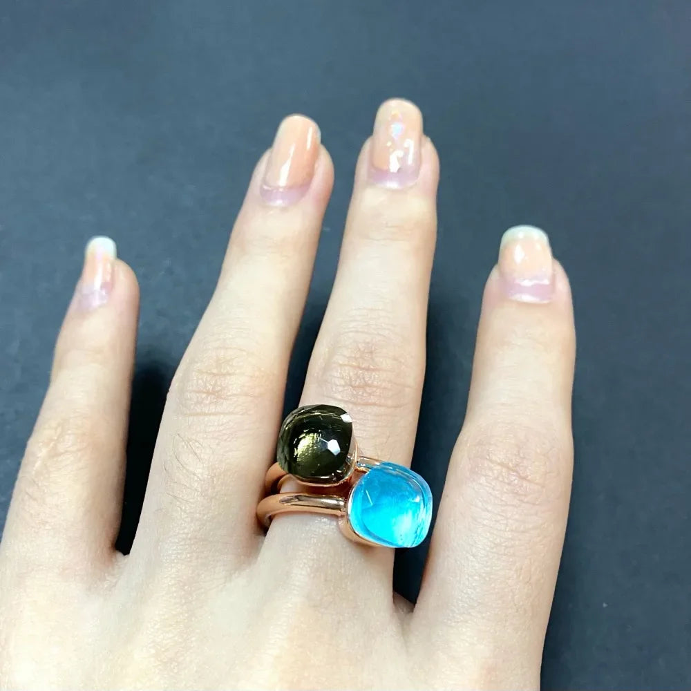 2Pcs/Set Fashion Stacked Candy Ring Women Mix Color Crystal Jewelry 30 Colors Trendy Gift for Valentine's Day