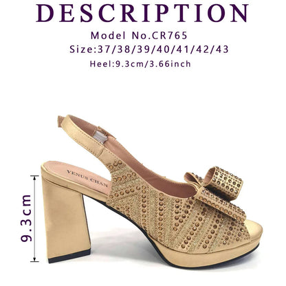 Black Color Elegant High Heels Nigeria Popular Design African Ladies Shoes And Bag Set for Wedding Party
