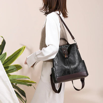 Female Backpack Multifunction PU Leather School Bag Women Shoulder Bag Travel Back Pack Mochila Feminina