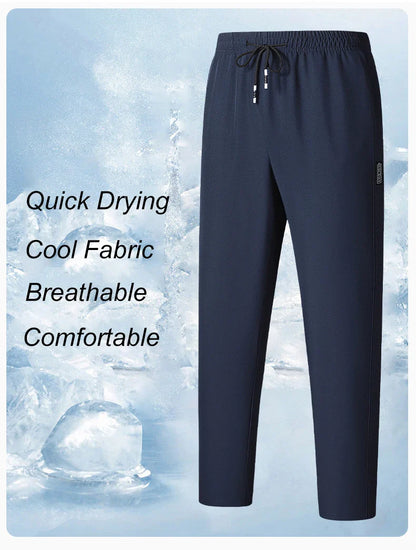 Men Running Pants Jogging Casual Summer Thin Sweatpants Quick Dry Ice Silk Straight Trousers Sports Gym Breathable Unisex