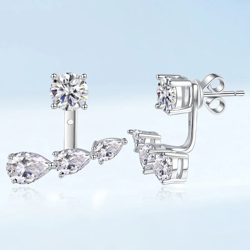 2 in 1 0.5CT Round Brilliant Cut D Color Moissanite Stud Earrings for Women S925 Silver GRA Certified Pierced Earring Gift