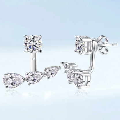 2 in 1 0.5CT Round Brilliant Cut D Color Moissanite Stud Earrings for Women S925 Silver GRA Certified Pierced Earring Gift