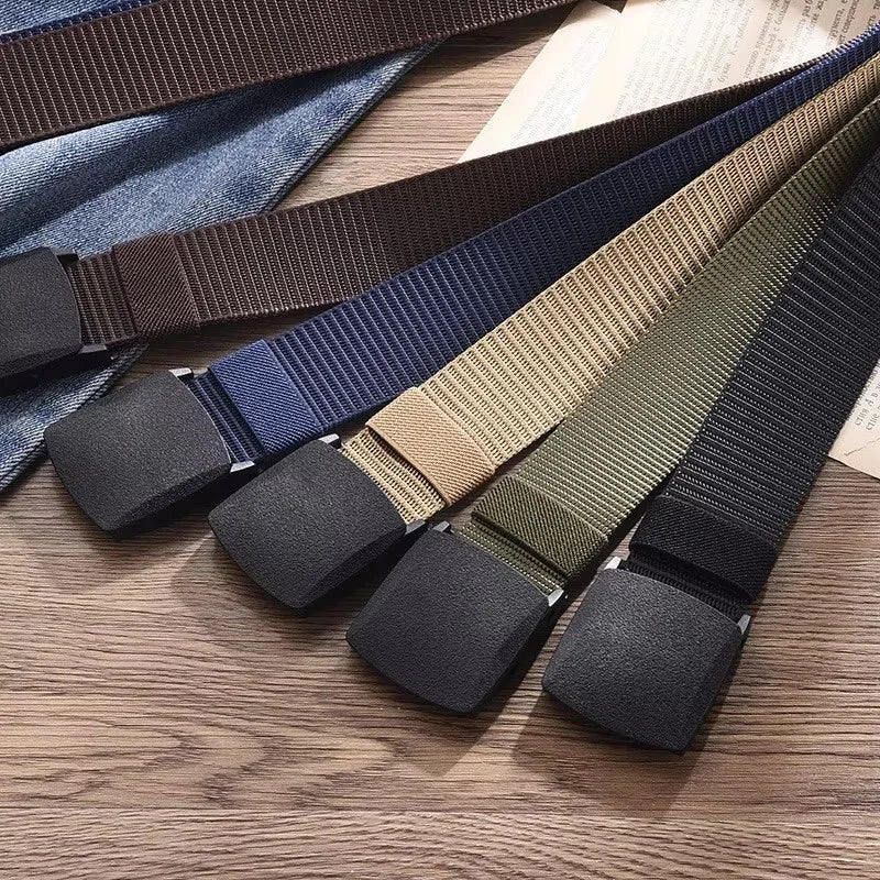 Nylon Belt Automatic Buckle Outdoor Sports Multifunctional Tactical Canvas Belts Light Comfortable Non-metal Belt For Men Women
