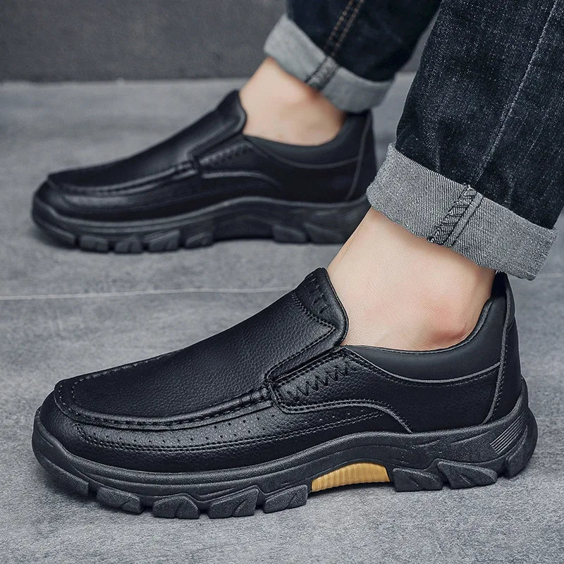 New Spring  Autumn Men's Casual Shoes British Middle aged Dad Shoes Fashion Business Leather Shoes