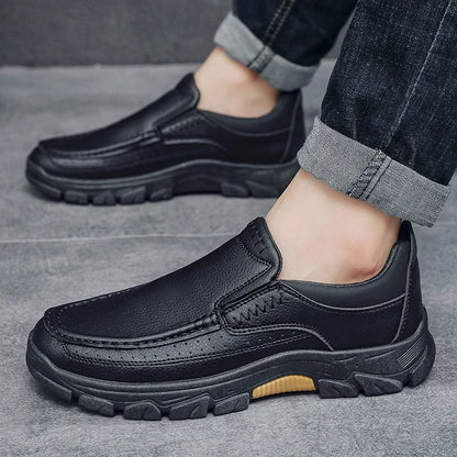 New Spring  Autumn Men's Casual Shoes British Middle aged Dad Shoes Fashion Business Leather Shoes
