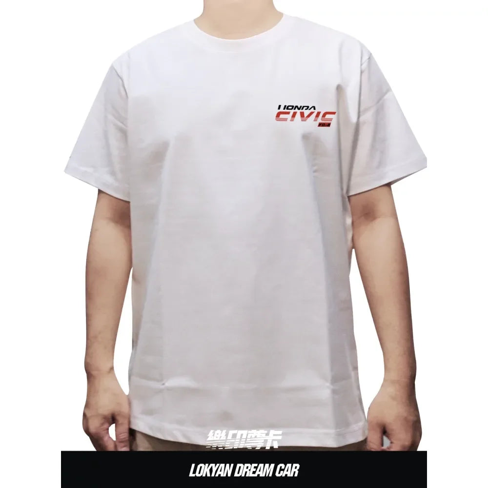 Civic Type R JDM Car T Shirt Racing Graphic Tee Men 100% Cotton Streetwear Back Print Top