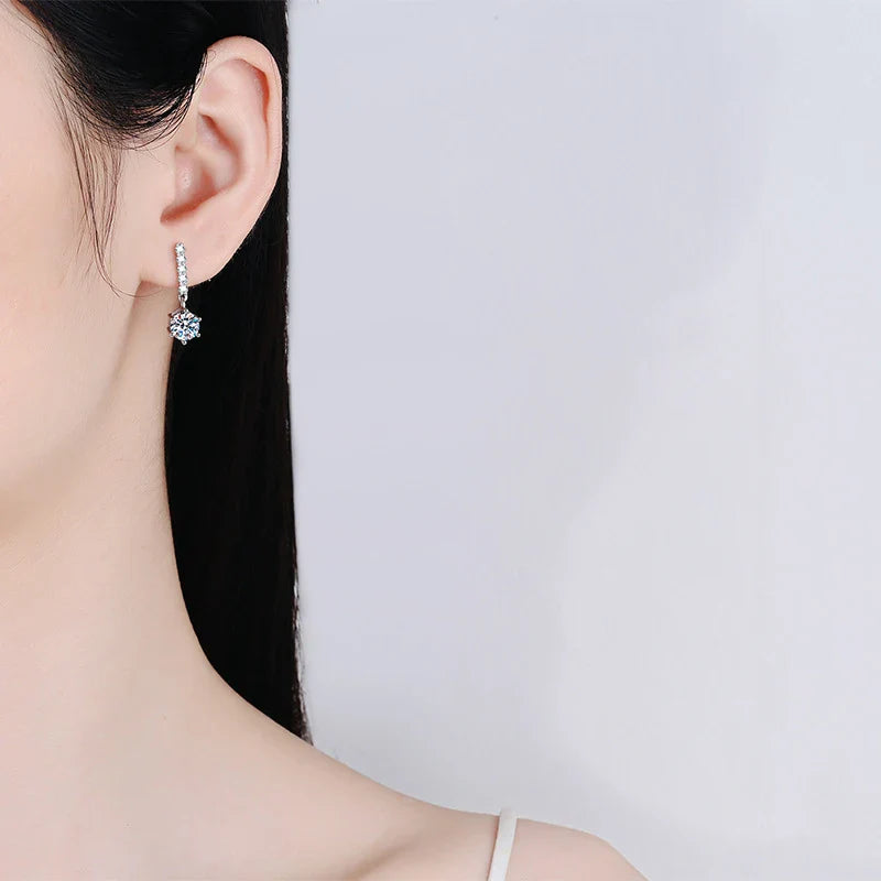 1ct 6.5mm Moissanite  Studs Earrings S925 Sterling Silver with Gold Plated Drop Earrings Wedding Party Fine Jewelry