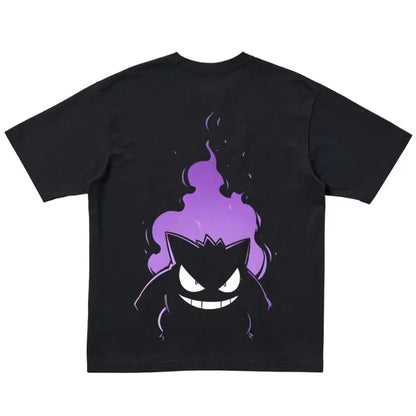 Anime Gengar Front and Rear Printed T-shirt Men and Women Summer Y2K Harajuku Loose Casual Versatile Short-sleeved Top