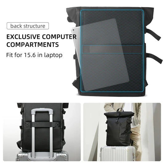 Expandable Travel Backpack Men Large Capacity Waterproof 15.6” Laptop Bag Hiking Rucksack Cycling Daypack Bag with USB Port