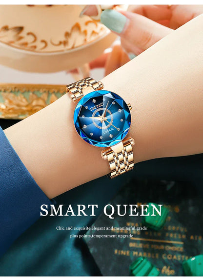 Ocean Star Women Crystal Watch 2025 Top Brand Luxury Rose Gold Women Bracelet Watch For Ladies Wrist Watch Relogio Feminino