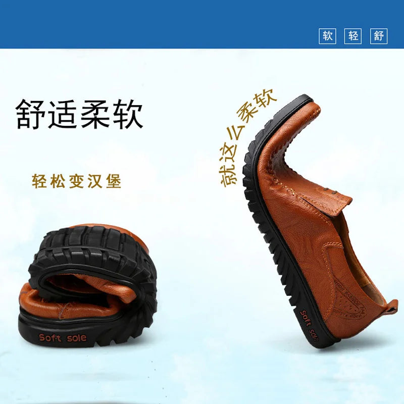 Men's Comfortable Soft-Soled Slip-On Loafers Versatile Casual Business Formal Leather Shoes
