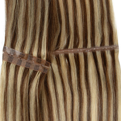 Invisible Hole Flat Pu Tape Human Hair Twin Tabs 25cm Long Tape PU Weft Real Human Hair No Glue Microlink Application 40-50g