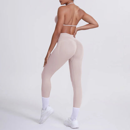 Women 2pcs Patchwork Sport Yoga Suit Training Sleeveless Sport Gym Tops Tummy Control Slimming Booty Leggings Yoga Suit Sports