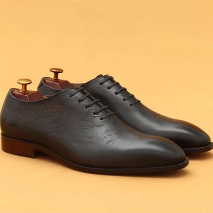 First-layer Cowhide One-piece Leather Oxford Shoes With Laser Engraving Men's Business Formal Shoes Oxfords Social Shoes Man