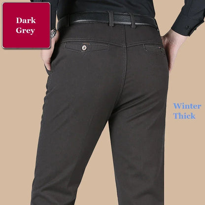 New Arrival 100% Cotton Summer Spring Men's Casual Pants Fashion Solid Black Beige Gentle Thicken Trousers Brand Smart Suit Pant