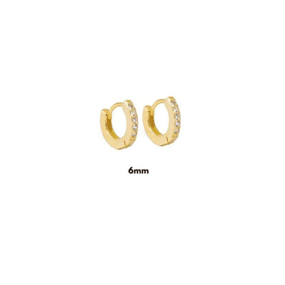 925 Sterling Silver Gold Zircon CZ 5mm 6mm 7mm 8mm To 13mm Huggies Hoops Piercing Pendiente Clips Luxury Fine Jewelry
