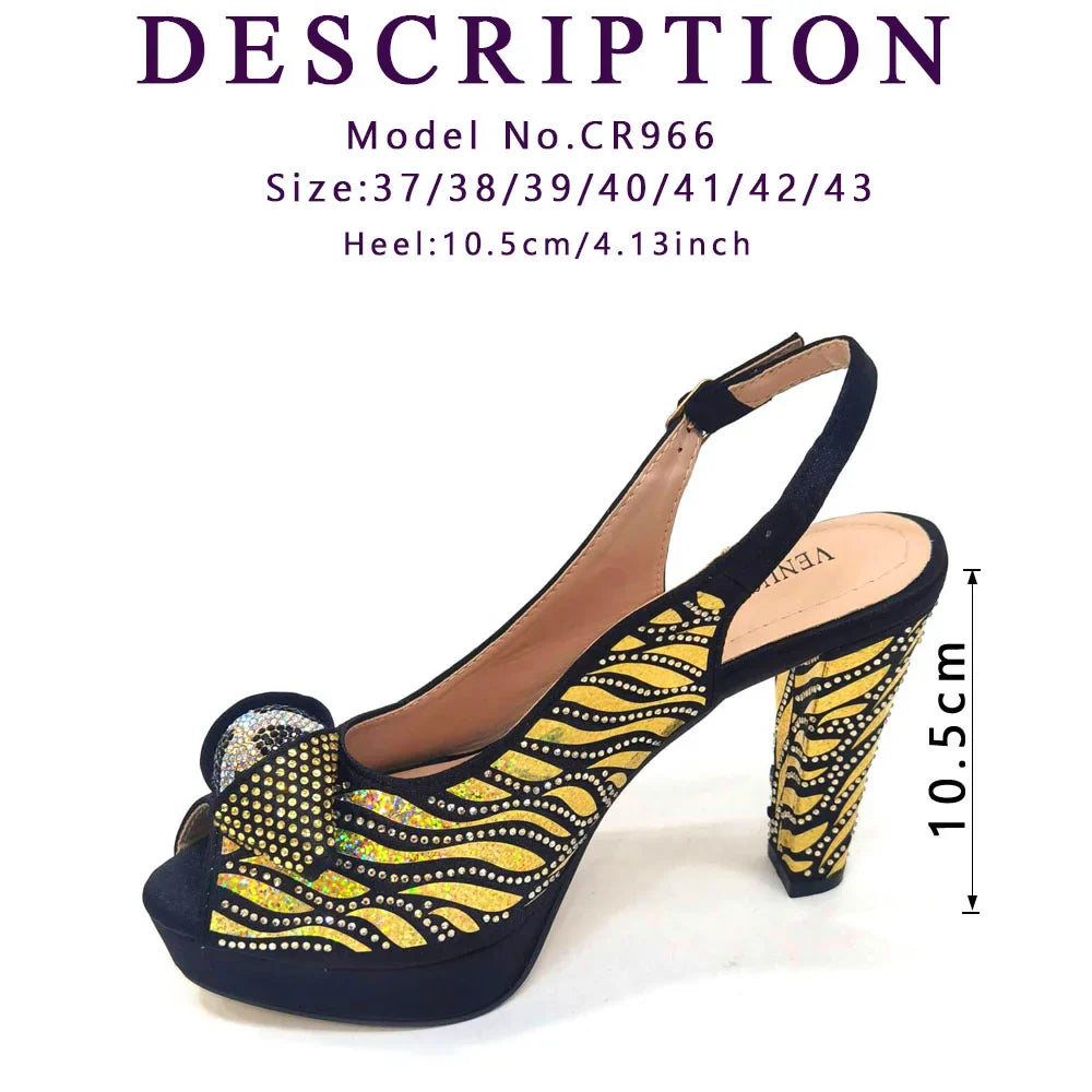Elegant Fashion Peep Toe High Heels Laser-striped Sequin Rhinestone Women's Party Shoes and Bags 2026 Italian Design
