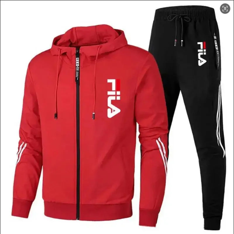 2026 Men's spring and Fall outdoor zipper jacket + sweatpants jogging set Casual basketball fitness two-piece set