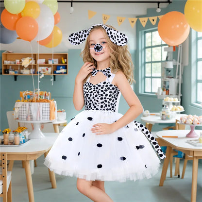 Novo Conjunto de Saia de Tule Roupa Infantil Cos Animal Alce Roupa de Halloween Vestido de Gatinho de Malha para Meninas Vestido para Apresentação Escolar