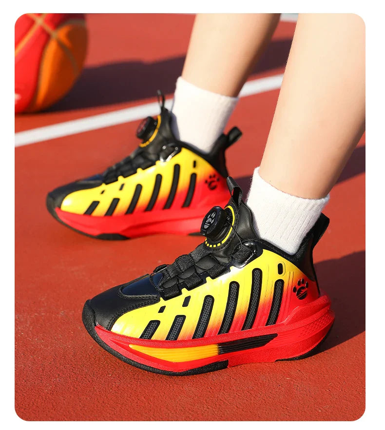 Children‘s Basketball Shoes Non-slip Breathable Basketball Training Sneakers Lace-up Boys Girls Sports Shoes Kids Athletic Shoes