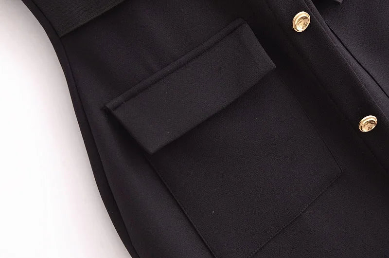 Womens Dresses Black Office Long Dresses for Women Spring Sleeveless Midi Dress Woman Belt Button Women's Dress Vest