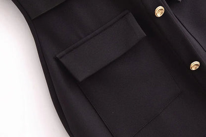Womens Dresses Black Office Long Dresses for Women Spring Sleeveless Midi Dress Woman Belt Button Women's Dress Vest