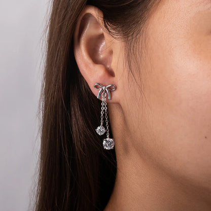 3cttw D Color Moissanite Diamond Bow Drop Earrings 925 Sterling Silver Stud Earrings Charm Jewelry Wholesale