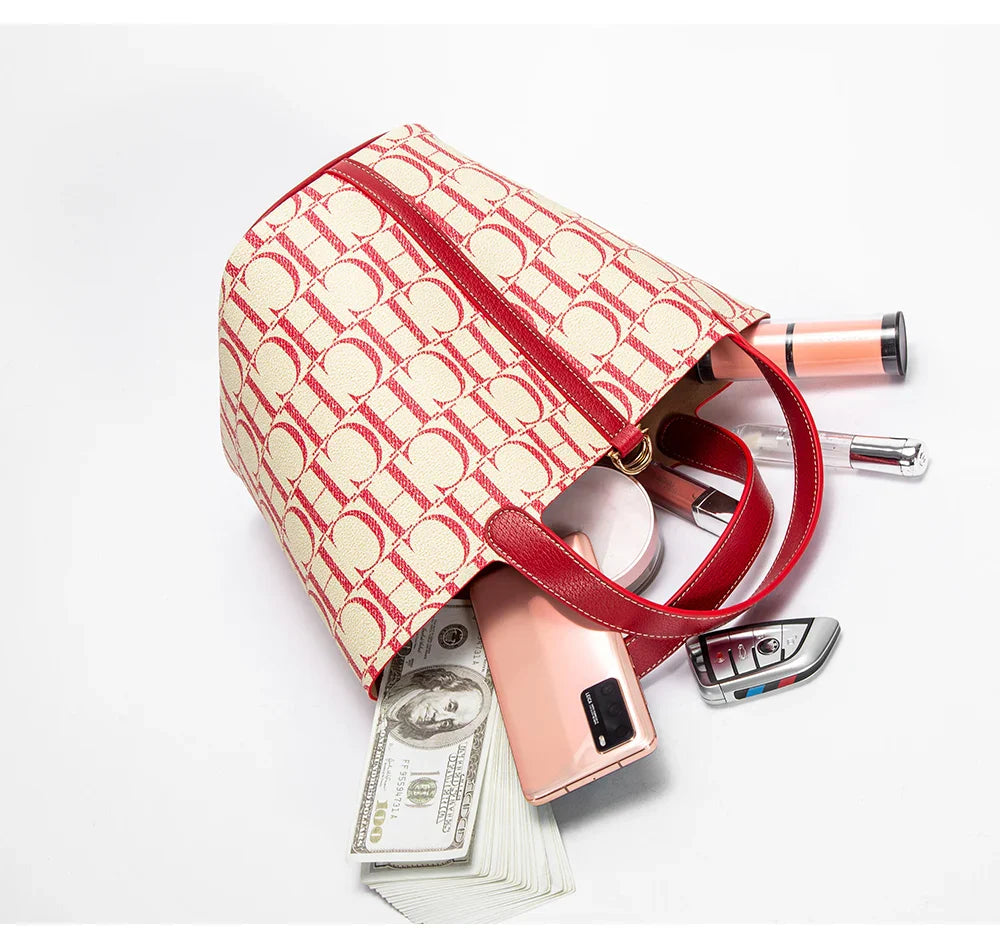 Large Capacity Commuter Travel Handbag Luxury Brand Fashion Texture Letter Printed Women's Shoulder Bag
