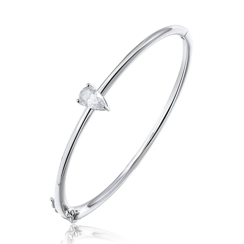 1CT Pear Cut Certified Moissanite Bangles for Women 100% S925 Solid Silver Lab Diamond Bracelets Birthday Gift Jewelry