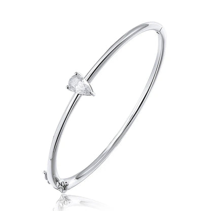 1CT Pear Cut Certified Moissanite Bangles for Women 100% S925 Solid Silver Lab Diamond Bracelets Birthday Gift Jewelry