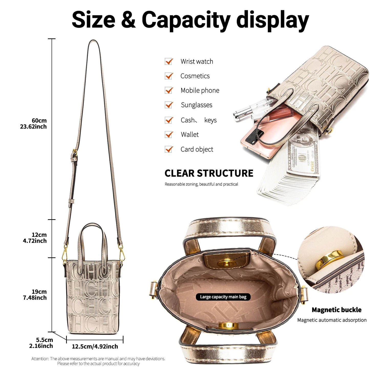 Women's Phone Bag 2025 New Black Simple Texture Women's Crossbody Bag Wallet
