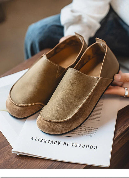 Man Loafers Outdoor Walking Fashion Mens Casual Shoes Soft Leather Comfort Half Slippers Breathable Lazy Driving Shoes
