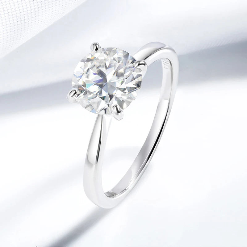 White Gold 2ct 100% Moissanite Engagement Ring for Women S925 Sterling Silver Lab Diamond Promise Wedding Band Jewelry