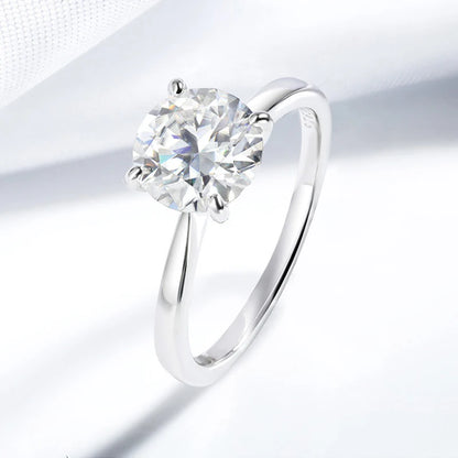 White Gold 2ct 100% Moissanite Engagement Ring for Women S925 Sterling Silver Lab Diamond Promise Wedding Band Jewelry