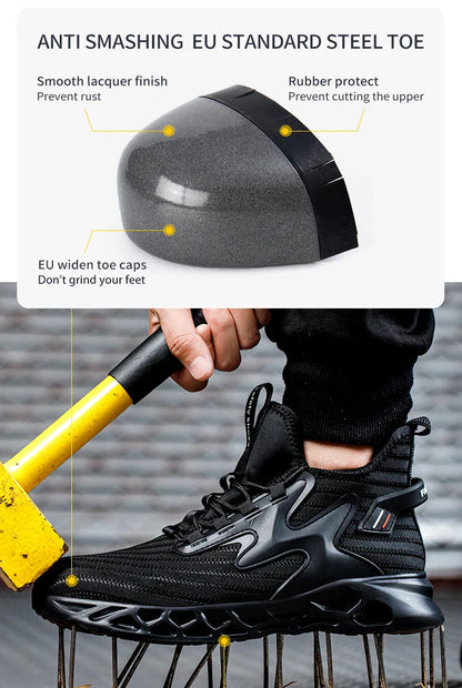 Anti-Puncture Anti-smash Safety Shoes Steel Toe Boots for Men Comfortable Work Sneakers Industrial Shoes for Construction Site
