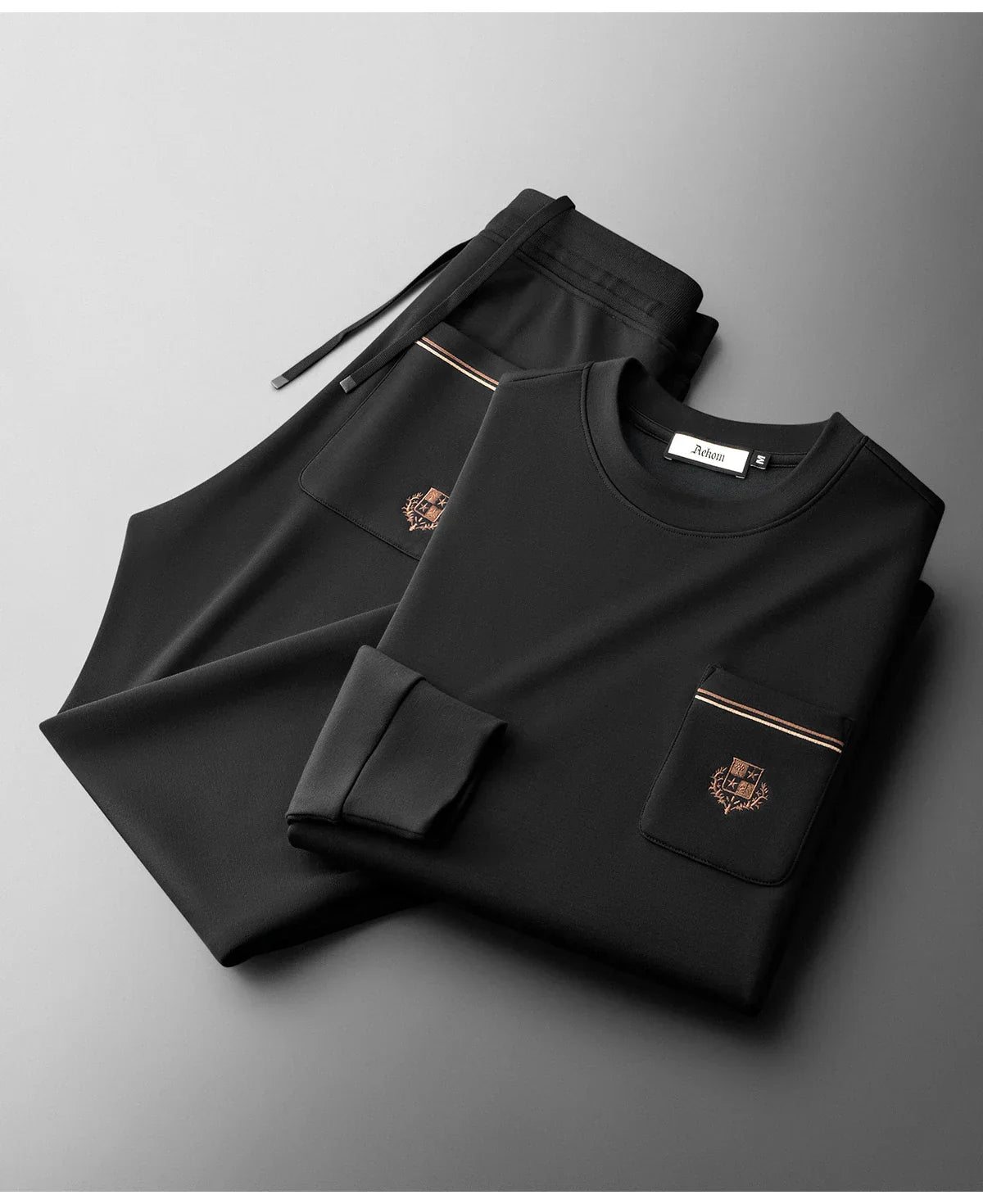 Autumn Light Luxury Italian Old Money Style Two-piece comfortable air-layer cotton men's sweatshirt casual sportswear set