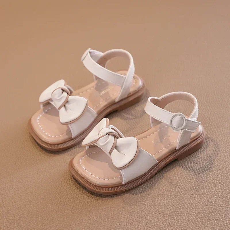 New Children's Sandals Summer Bowknot Girls Princess Causal Shoes Fashion Kids Soft Bottom Beach Flat Sandals Open-toe Versatile
