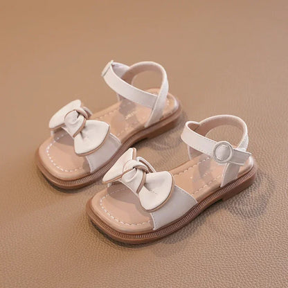 New Children's Sandals Summer Bowknot Girls Princess Causal Shoes Fashion Kids Soft Bottom Beach Flat Sandals Open-toe Versatile