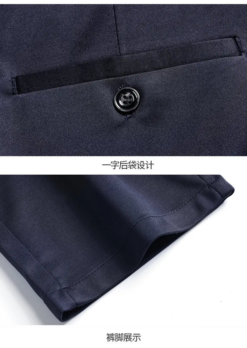 Men's Four-Way Stretch Business Casual Pants Spring/Autumn Formal Dress Trousers Elastic Comfortable Casual Pants