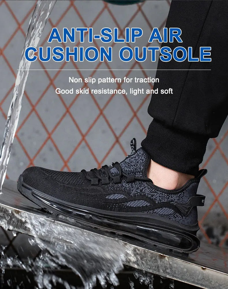 Women Air Cushion Work Safety Shoes For Mesh Breathable Sneakers Steel Toe Shoes Anti-puncture Safety Protective Shoes Anti-slip