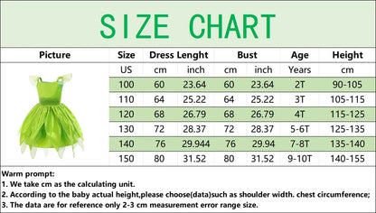 Disney Girls Cosplay Fada Tinker bell Vestido Crianças Princesa Fada das Flores Com Asas Fantasia Festa Tinkerbell Tinker Bell Vestido