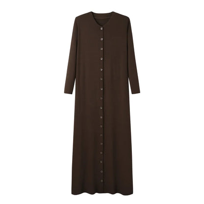 Maxi dress woman fashion V neck comfortable button dress